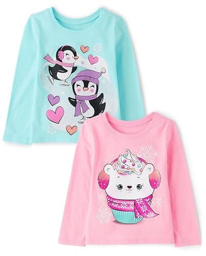 The Children's Place baby-girls And Toddler Unicorns,butterflies,trends Long Sleeve Graphic T-shirts,2 Pack - Image 1