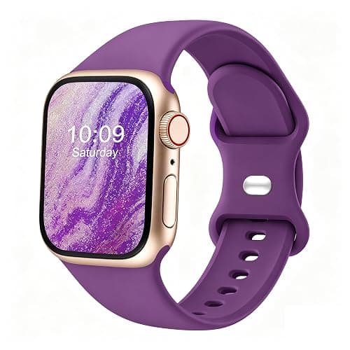 CREFORT Sport Bands Compatible with Apple Watch Band Women Men 40mm 38mm 41mm 42mm 44mm 45mm 46mm 49mm ,Soft Wristband Waterproof Replacement Strap for iWatch Bands Series 11 10 9 8 7 6 5 4 3 2 1 SE Ultra Purple - Image 1