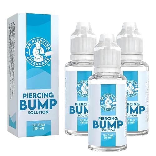 DR. PIERCING AFTERCARE Keloid Bump Solution Drops 15mL - Gentle Saline Formula with Provitamin B5 for Bump Care - Nose Ear Belly Lip Aftercare Cleaner (15 mL, 3-Pack) - Image 1