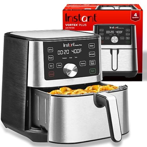 Instant Pot Vortex Plus 4QT Air Fryer, Custom Program Options, 6-in-1 Functions Crisps, Broils, Roasts, Dehydrates, Bakes, Reheats, 100+ In-App Recipes, from the Makers of Instant Pot, Stainless Steel - Image 1