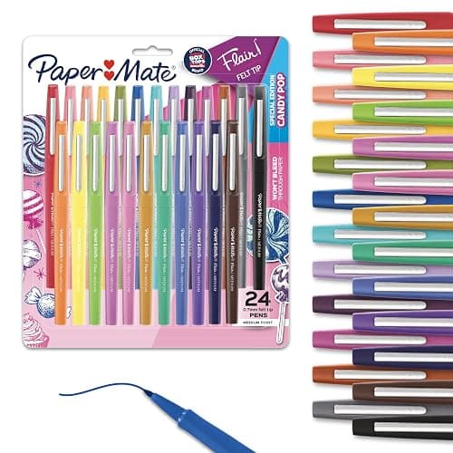 Paper Mate Flair Felt Tip Pens Medium Point 0.7 Millimeter Marker Pens Back to School Supplies for Teachers & Students Assorted Colors 24 Count - Image 1