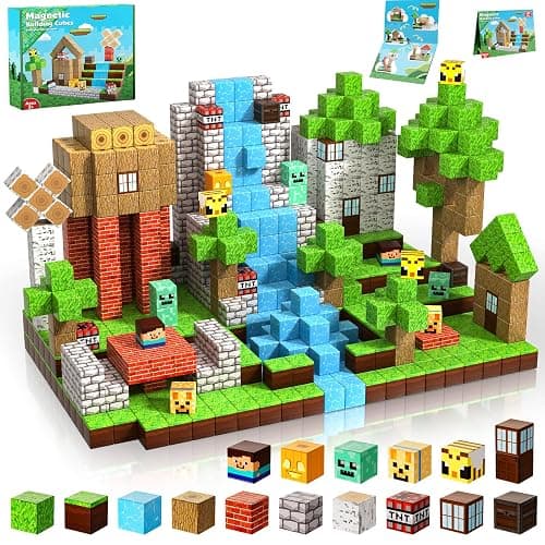 ToyUnited Magnetic Blocks-100PCS Magnetic Building Blocks Magnet Cube Toys Stacking,Build Forest World Set,STEM Montessori Sensory Toys for Kids Boys Girls Age 3 4 5 6 7 8 9 10 Easter Birthday Gift - Image 1