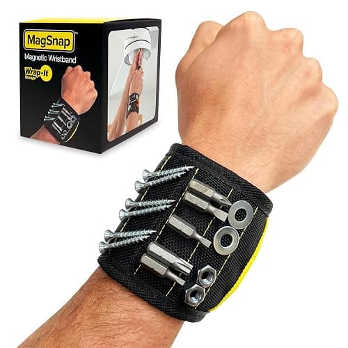MagSnap Magnetic Wristband by Wrap-It Storage - Black - Great Father Gift Wrist Magnet Tool Belt and Screw Holder - Image 1