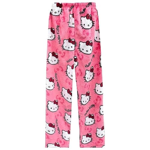 Cute Cartoon Pajama Pants for Women, Kawaii Anime Cat Pjs Christmas Pajama Pants Fluffy Flannel Sleep Bottoms - Image 1