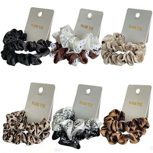 Mebloblo Mix Scrunchies for Women, High Elasticity Ties for Thin & Thick Hair, Stylish Scrunchies for Women Girls, Everyday Hair Scrunchy, Hair Styling Accessories, Ponytail Holder, 6 Sets (12PCS) - Image 1