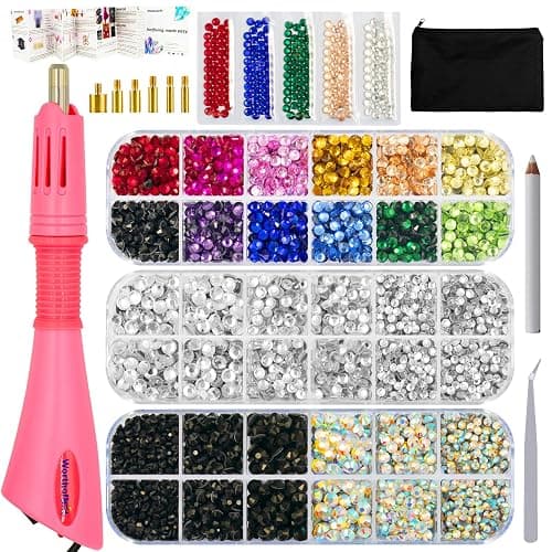 Hotfix Applicator Bedazzler Kit with Rhinestones 5200 Pcs, Hot Fix Bedazzling Kit Crystals Rhinestone Applicator Tool for Clothing, Clothes, Fabric, Shirt, Heat Pen Bedazzle Gems Setter Wand with Tips - Image 1