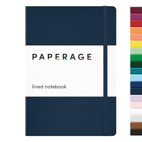 PAPERAGE Lined Journal Notebook, (Navy), 160 Pages, Medium 5.6 in x 8 in - 100 GSM Thick Paper – Hardcover Journaling Notebook for Work, School & Note Taking - Image 1