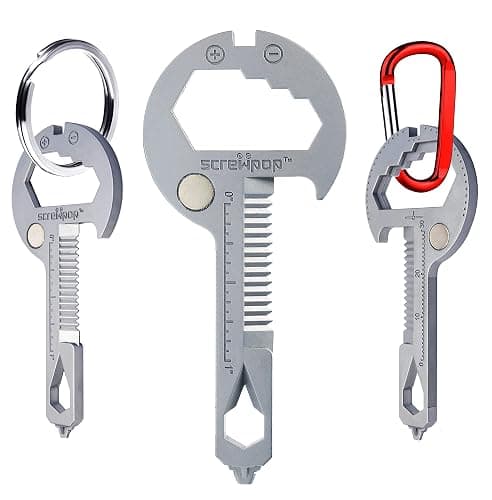 Screwpop Toolkey 15-in-1 Multi-Tool Ultra Thin Lightweight for Keychain and Carabiner Stainless Steel Silver - Image 1