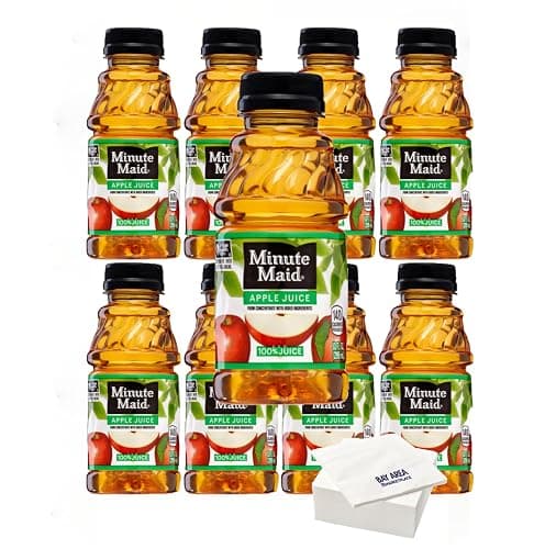 Minute Maid Fruit Juice, 10oz Bottles, Pack of 8 (Apple Juice) with Bay Area Marketplace Napkins - Image 1