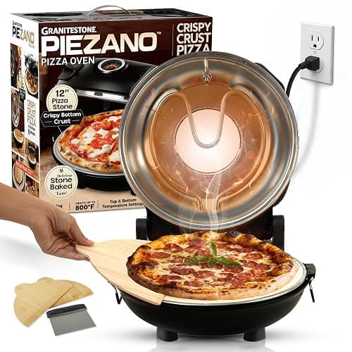 PIEZANO Crispy Crust Pizza Oven by Granitestone – 12 Inch Electric Pizza Oven Indoor Countertop Maker with Ceramic Stone Heats up to 800˚F for Stone Baked Pizzeria Style at Home As Seen on TV Products - Image 1