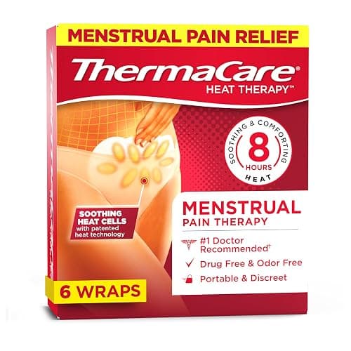 ThermaCare Menstrual Heating Pads - Portable, Adhesive HeatWraps for Period Cramps & Backache Relief - Discreet, Cord-Free Heat Therapy - Up to 8 Hours of Relief - 6-Count - Image 1