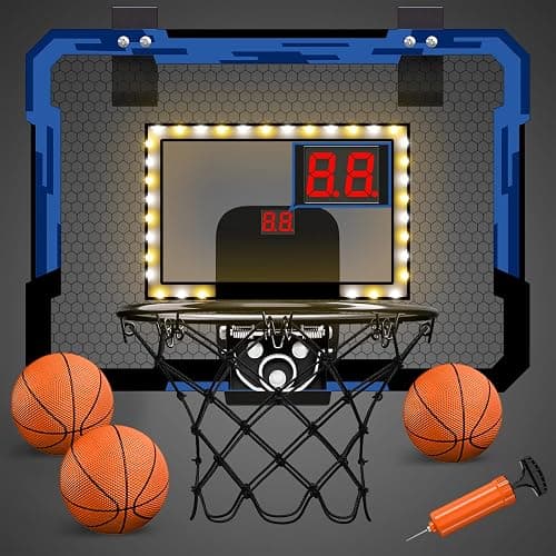 QDRAGON Mini Basketball Hoop - Blue with Scoreboard & Led - Image 1