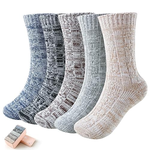 SISOSOCK 5 Pairs Knit Soft Womens Socks, Winter Warm Thick Comfy Vintage Casual Home Sleep Socks, Perfect Gifts for Women - Image 1