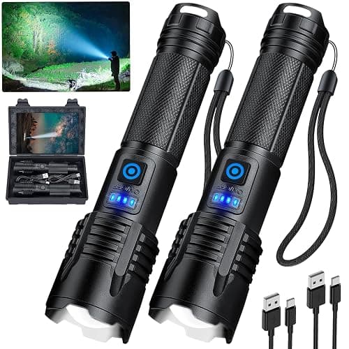 Flashlights LED High Lumens Rechargeable, 990,000 Lumens Super Bright Flashlights, 5 Lighting Modes, IPX7 Waterproof, Adjustable Handheld Flashlight is Suitable for Home use, Camping, Hiking - Image 1