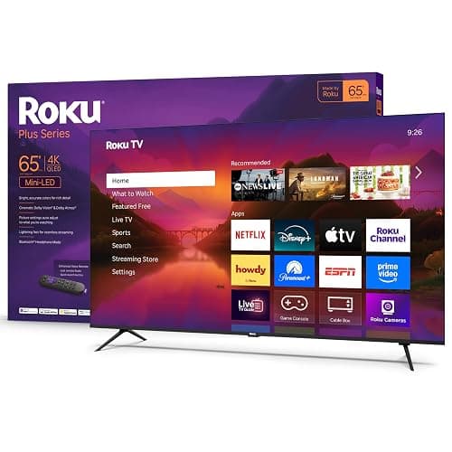 Roku Smart TV – 65-Inch Plus Series, Mini-LED TV – RokuTV with Enhanced Voice Remote – Flat Screen 4K QLED Television with Dolby Vision & Wi-Fi for Streaming Live Local News, Sports - Image 1