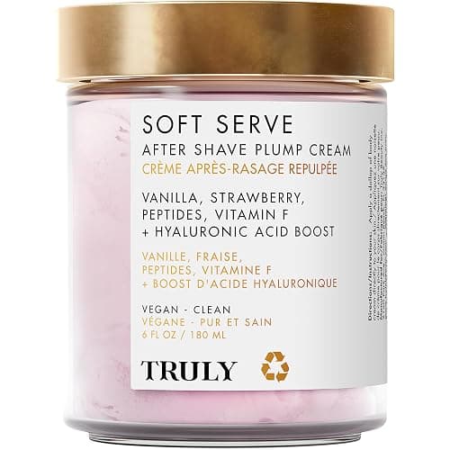 Truly Beauty Soft Serve After Shave Plump Cream | Hydrating & Plumping Cream for Post-Shave Smoothness | With Hyaluronic Acid & Peptides for Firm, Youthful Skin | Strawberry, Vanilla & Amber Scent - Image 1