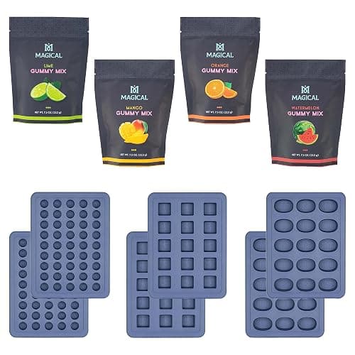 Magical Butter Gummy Mix For Perfect Gummies Everytime - Easy-to-Use, Flavorful & Customizable Gummy-Making Solution - Lime, Mango, Watermelon and Orange - 4 Pack with Gummy Molds - Image 1