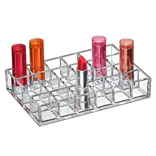 Amazing Abby - Allure - 24-Slot Acrylic Lipstick Organizer, Lipstick Holder, Lip Gloss Holder, Cosmetic Storage Display, Perfect Storage Solution for Drawer and Vanity (Slot Size: 1.0" x 1.0") - Image 1