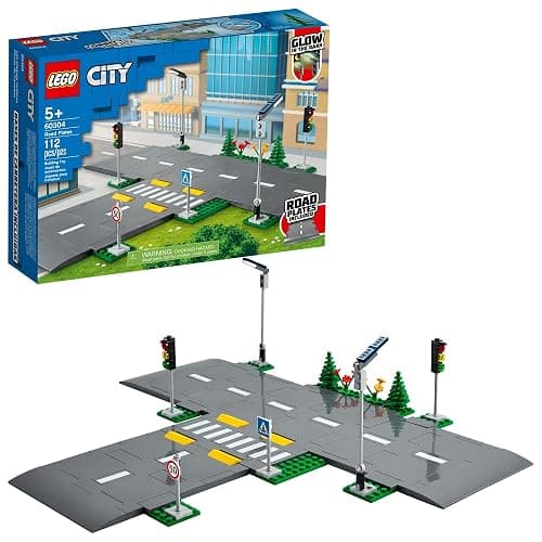 LEGO City Road Plates 60304 - Building Toy Set, Featuring Traffic Lights, Trees, Glow in The Dark Bricks, Combine City Series Sets, Great Gift for Kids, Boys, and Girls Ages 5+ - Image 1