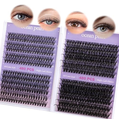 Ocean Pearl Lash Clusters 480PCS 11-20mm Individual Eyelash Extensions 30D+40D+80D+100D DIY Thick Volume Natural Lashes for Beginners at Home-4 - 480pcs 11-20mm Clusters-30D+40D+80D+100D - Image 1
