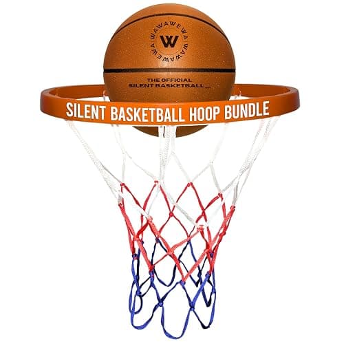 WAWAWEWA The Official Silent Basketball Mini (Size 3) Bundle with Hoop – Ready to Play & Noise Free Indoor Mini Basketball for Quiet Bounce & Large Wall Mounted Basketball Hoop for Indoor Practice - Image 1