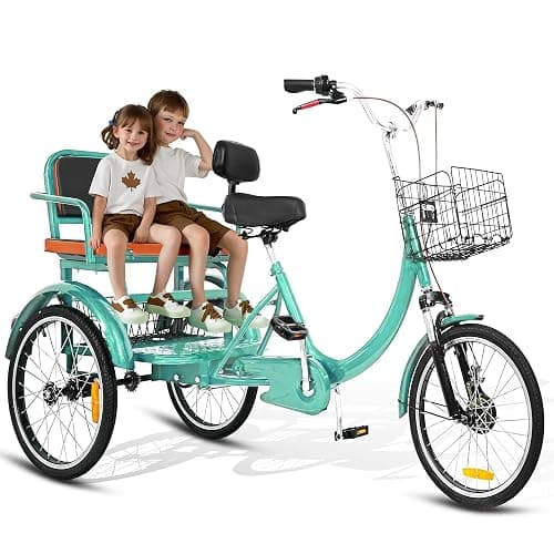 MOOITZ Adult Tricycle, 20 Inch 3-Wheel Bikes, Trike for Adults with Seat, Low Step-Through Cruiser Bike with Front and Rear Baskets, Adult Tricycles for Women, Seniors, Men - Image 1