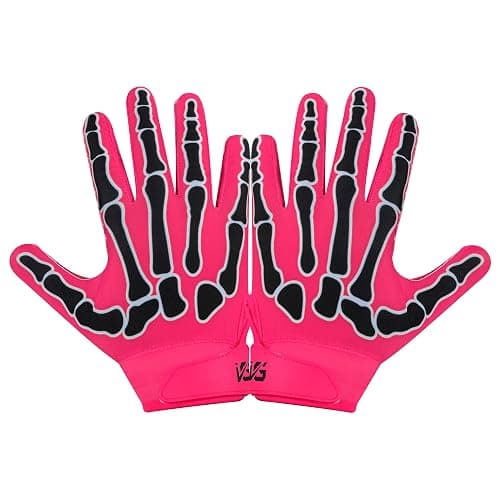 Influitive Gears Youth Football Gloves American Wide Receiver Football Gloves for Adult Men Women & Boys with Super Sticky Silicone Grip Palms Ultimate Performance Booster - Pink - Adult Medium - Image 1