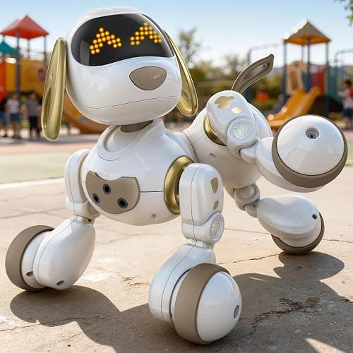 Ruko 18011 Smart Robot Dog, Interactive Puppy with 30 LED Expressions, 20 Actions & 50 Programmable Commands, Voice & Touch Control, Toy for Kids Age 3+ - Image 1