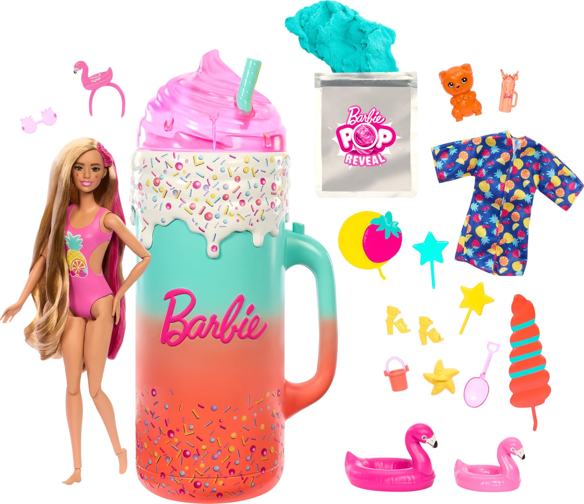 Barbie Pop Reveal Rise & Surprise Gift Set with Scented Doll, Squishy Scented Pet & More, 15+ Surprises - Image 1