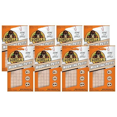 Gorilla Mounting Putty, Natural Tan Color, 84 Pre-Cut Squares (Pack of 8) - Non-Toxic Removable & Repositionable Wall Putty - Image 1