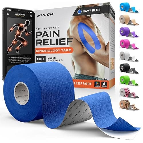 Kinesiology Tape-Incredible Support for Athletic Sports and Recovery+Free Taping Guide-Uncut 2 inch 16.4 feet Roll (Navy Blue + Free Taping Guide, Pack of 1) - Image 1