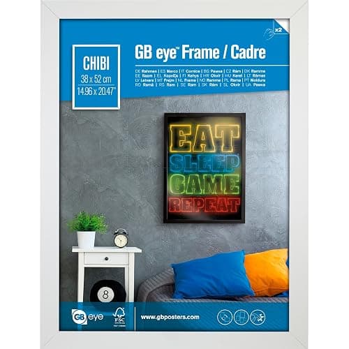 GB eye ABYSTYLE 20.5x15 MDF Frame, FSC White Wood Poster Frame, scratch proof glazing, Horizontal and Vertical Wall Mounting Display for Photo Gallery Home Room Office Decor - Image 1