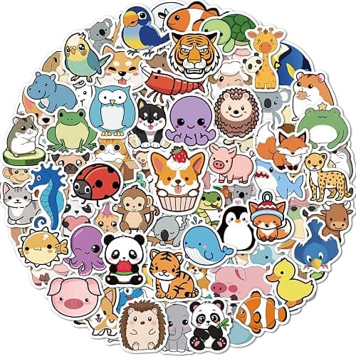 100 Pcs Animal Stickers for Kids, Cute Water Bottle Stickers for Kids Waterproof, Vinyl Laptop Kid Sticker Pack, Kid Classroom Prizes for Elementary Students - Image 1