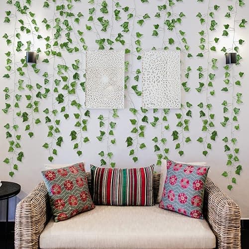 Fake Vines for Room Decor(12 Pack 84 Feet) Aesthetic Artificial Plant Ivy Leaves Hanging Greenery Garlands for Home Bedroom Wall Wedding Party Decor - Image 1