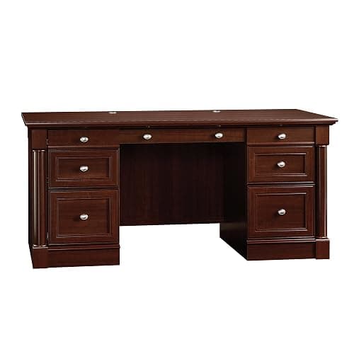 Sauder Palladia Office Desk with Drawers, Executive Desk with File Cabinet Storage, Cable Management, Keyboard Tray, in Select Cherry Finish - Image 1