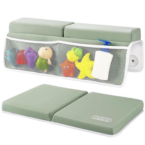 beiens Bath Kneeler and Elbow Rest Pad Set - 1.5'' Comfortable Thick Baby Bath Kneeler Pads, Quick Dry Soft Kneeling Pad for Baby Bath Time, Non-Slip Knee& Arm Support Bathtub Mat with Toys Organizer - Image 1