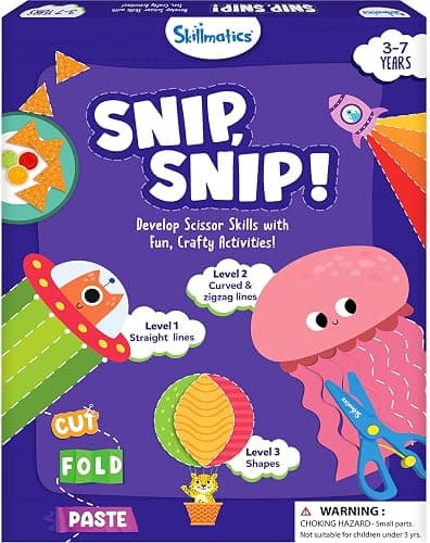 Skillmatics Scissor Skills Activity Book - Snip Snip, Stocking Stuffers, 25 Fun Cutting & Creative Activities, Fine Motor Skills, Felt Craft Kit, Christmas Gifts for Kids Ages 3, 4, 5, 6, 7 - Image 1
