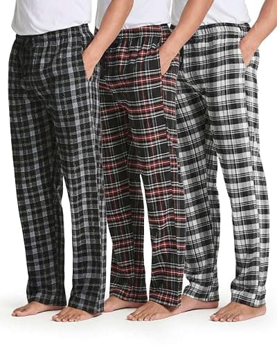 Real Essentials 3 Pack: Men's Soft Cotton Flannel Pajama Pants PJ Lounge Bottoms Elastic Waist Pockets (Big and Tall) - Image 1