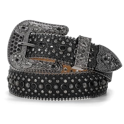 BELTROAD Rhinestone Belt Goth Bling Belts for Women and Men Western Cowboy Cowgirl Belts for Jeans, Halloween Belt - Image 1