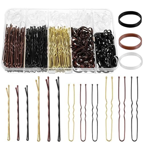 480 Pcs Bobby Pins Hair Pins Kit, U Shaped Hair Pins for Buns, Hair Pins for Women, Hair Rubber Bands with Box, 2/2.36/2.76inch Black Bobby Pins Brown Hair Blonde Hair Pins for Styling - Image 1