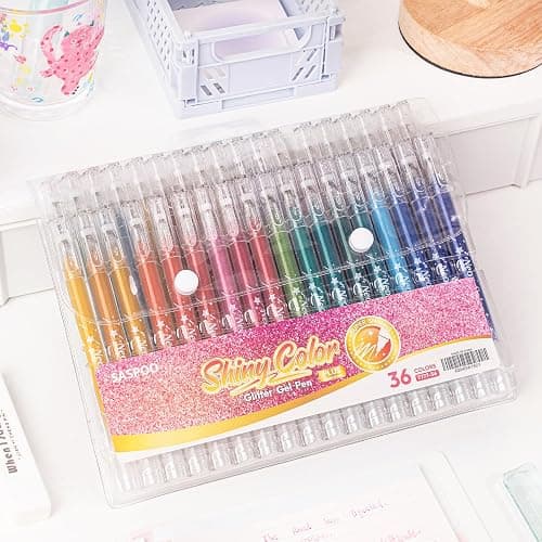 SASPOO glitter gel pen 36 Colors,Metallic Vibrant Sparkle gel pens for coloring,glitter pens for adults,colored gel pens for Adult Coloring Books and Drawing (36) - Image 1