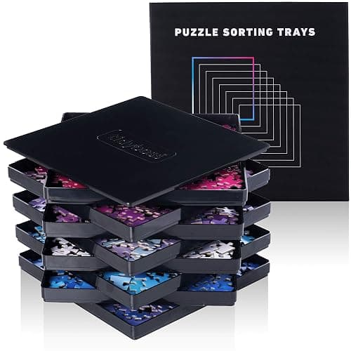 8 Black Puzzle Sorting Trays with Lid 10" x 10" | Puzzle Organizers and Storage | for Puzzles Up to 2000 Pieces - Image 1