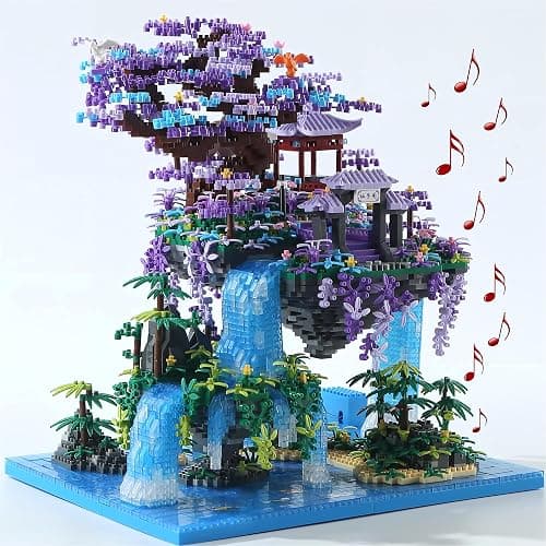 Yushinv Cherry Blossom Tree Building Set with Box 4574Pcs, Original Scene Music Japanese Sakura Tree House(Type :Symphony), Cherry Bonsai Tree Lights Building Kit, Cherry Blossom Building Set. - Image 1