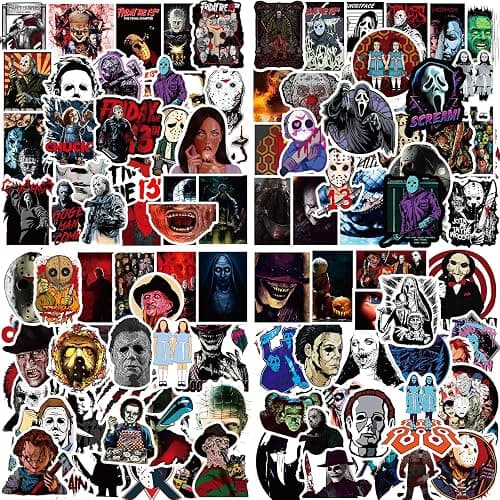 200 PCS Horror Stickers, Horror Movies Stickers, Waterproof Vinyl Scary Movie Spooky Party Decorations Halloween Gifts Sticker for Laptop Water Bottle Bumper Helmet Journal Phone - Image 1
