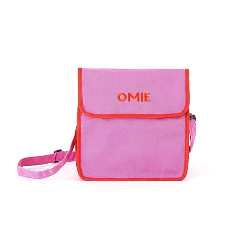 Omie OmieBox Lunch Bag - Washable, Foldable, Durable, WaterResistant Fabric with Interior Pocket and External Bottle Holder (Pink) - Image 1