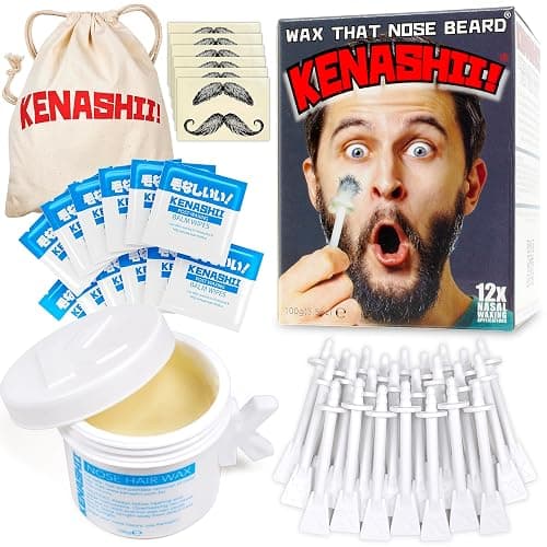 KENASHII Nose Wax Kit | 100 g Wax, 24 Applicators | Hair Removal Kit for Men and Women | Includes Balm Wipes and Mustache Guards | Lasts up to 5 Weeks - Image 1