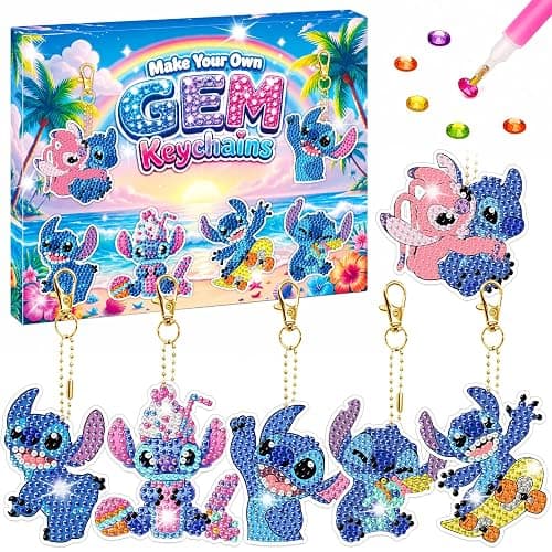 LWZAYS Diamond Art Kits for Kids, 5D Gem Art for Kids Ages 4-8, 6 PCS Double Sided Diamond Art Keychains, Arts and Crafts for Kids Ages 8-12 Boys Girls Birthday Gifts - Image 1