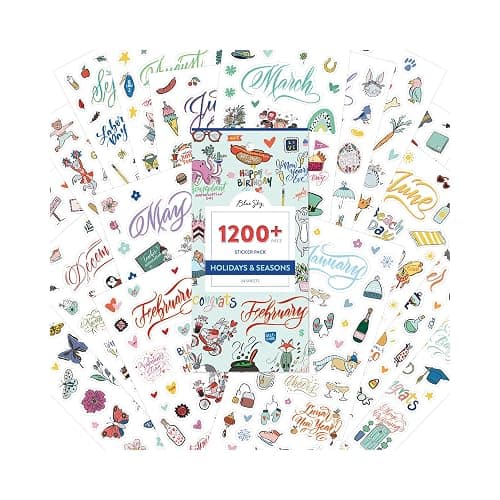 Blue Sky Holidays & Seasons 1200+ Sticker Pack, Planner and Calendar Pack, 4.49” x 9.06”, Full Color, 24 Sheets - Image 1