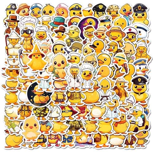 WUFGWBD 100 Pieces Waterproof Yellow Duck Stickers, Cute Duck Stickers, Animal Graffiti Stickers, Suitable For Scrapbooking, Laptops, Luggage - Image 1