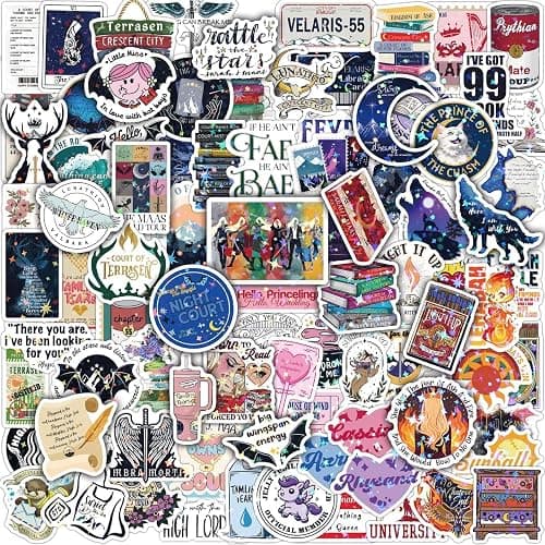 MiStar 102 PCS SJM Fantasy Book Stickers, Holographic Bookish Acotar Stickers for Kindle iPad Laptops Water Bottles Crescent City Throne of Glass Merch Waterproof Decals Party Sticker Pack Gifts - Image 1